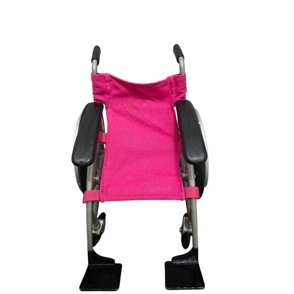 OG DOLL Pink Doll Wheelchair With Black Handles & Footrests - Picture 1 of 10
